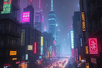 design environment illustration of science fiction city,