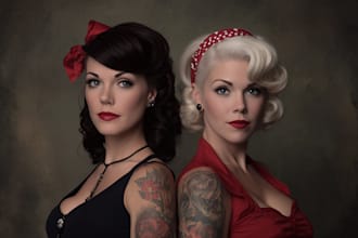 create pin up girl and pin up girl illustration