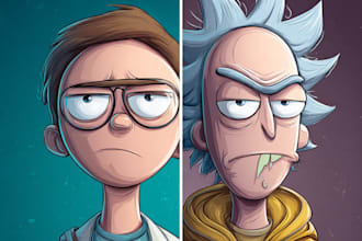 draw rick and morty art style of your potrait photos