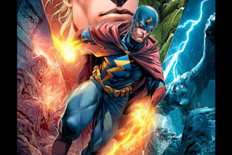 superhero comic book cover, comic book illustration