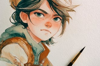 make a digital watercolor character art or furry for you