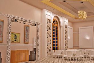 design decorate 3d wedding hall, event hall render showroom conference hall mall
