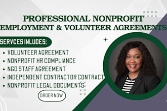 draft nonprofit employment contracts, volunteer agreements and HR compliance doc