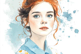illustrate watercolor portrait illustration