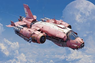 design futuristic space fleet illustrations