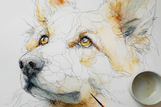do watercolor pet portrait, dog portrait cat portrait
