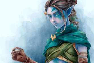 create unique watercolor character illustration