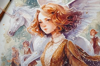 make a digital watercolor character art or furry for you
