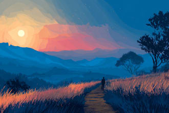 draw professional vector landscape illustration
