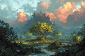 illustrate breathtaking, imaginative fantasy landscapes