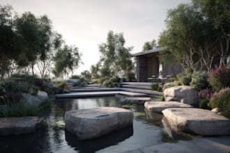 draw landscape design, exterior concept architectural
