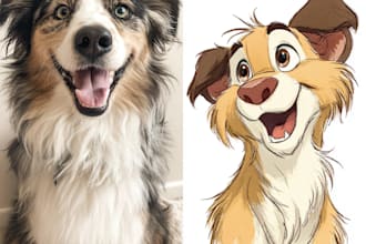make your pet portrait into cute disney style illustration