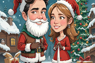 draw christmas cartoon caricature