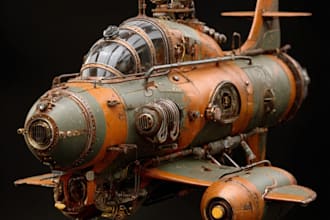 draw custom spaceship sci fi steampunk nft