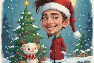 draw christmas cartoon caricature