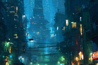 create detailed futuristic cityscape art