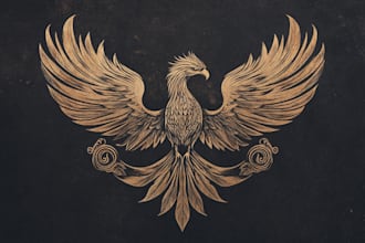 make vintage dark art phoenix bird logo