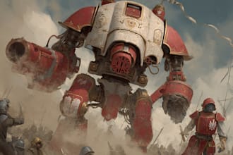 do a detailed warhammer illustration, paint warhammer