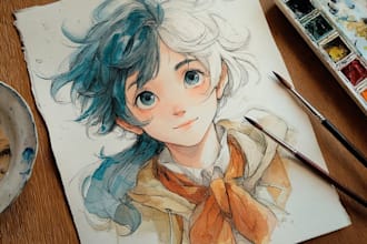 make a digital watercolor character art or furry for you