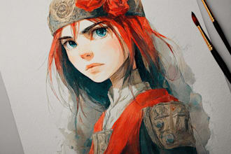 make a digital watercolor character art or furry