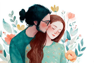 create unique watercolor character illustration