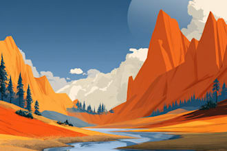 draw a flat vector landscape illustration
