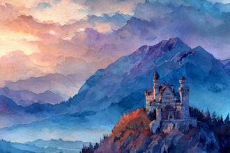 design fantasy watercolor   background and landscape
