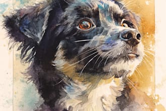 paint dog, cats, whatever pet portrait with watercolor