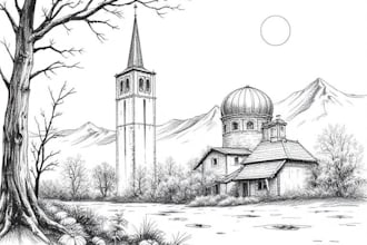 draw black and white ink and pencil illustration