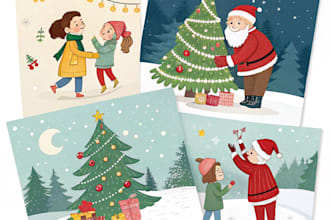 draw christmas illustrations and cards for you