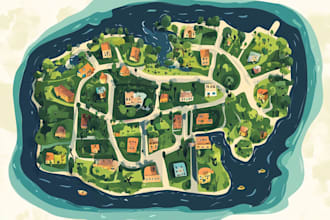 create doodle illustrated vector map
