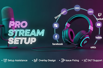 setup or fix streamlabs obs studio vmix twitch facebook youtube stream overlay