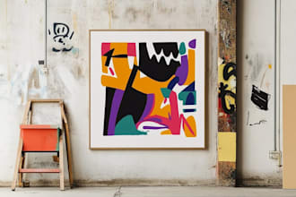 make mid century modern digital wall art for etsy store