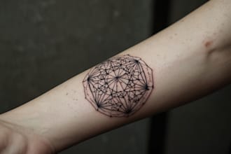 unique custom linework tattoo design minimalist, fine line