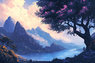 draw a landscape illustration or background art