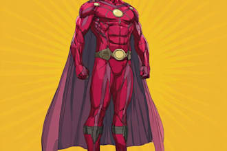 create a superhero illustration with bold colors