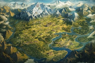 make fantasy map illustration for dnd, novels and