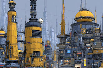 create sci fi city art for you
