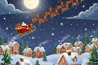 draw christmas illustrations and cards for you