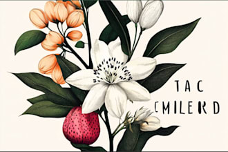 draw botanical illustrations of flowers, plants, fruits