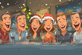 make holiday christmas cartoon caricature for real estate