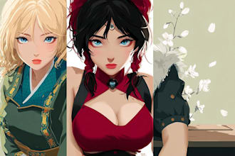 custom anime art anime portraits, characters illustrations
