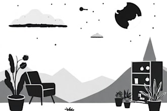 draw minimalist black and white illustrations