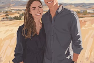 draw a couple portrait illustration