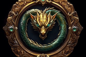 draw a fantasy game logo and branding