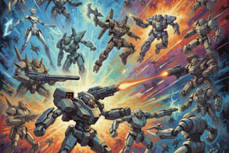 draw mecha, robot, sci fi concept art