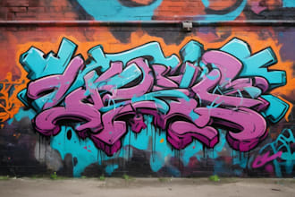 manually design graffiti street art canvas