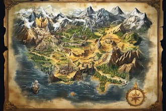 make fantasy map illustration for map