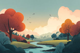 illustrate beautiful flat landscape illustration art