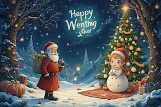illustrate greeting card for christmas,new year